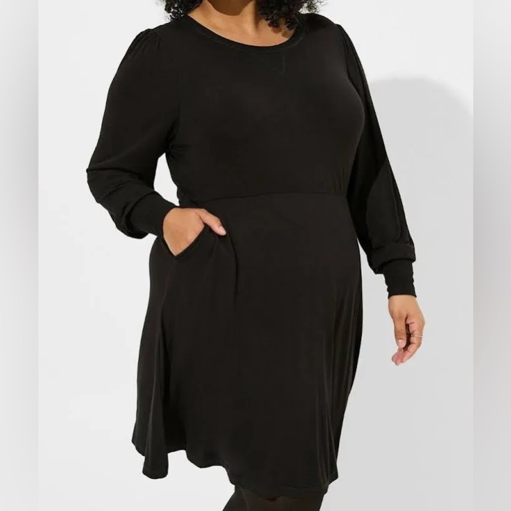 TORRID SUPER SOFT MINI KNIT PUFF SLEEVE SKATER DRESS PLUS SIZES 2X